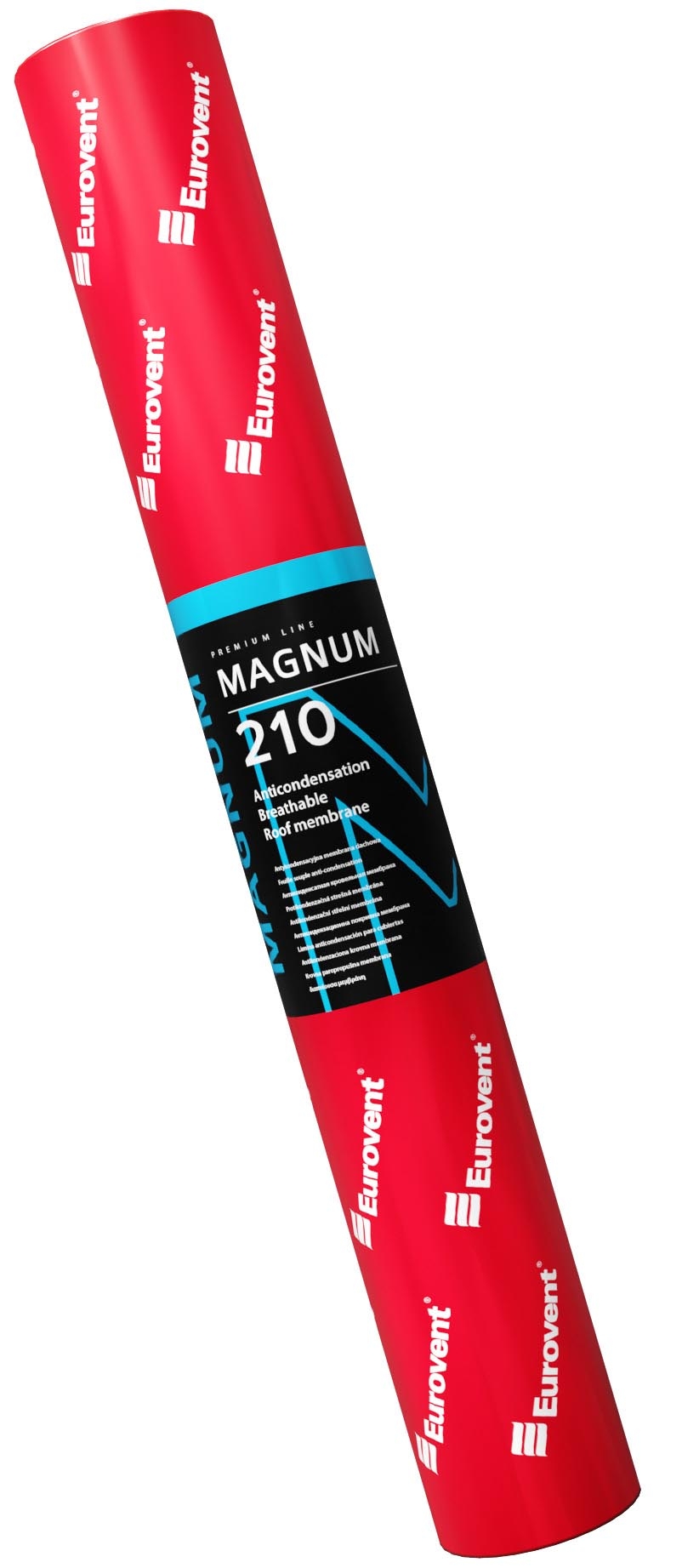 membrana MAGNUM zawinięta w folie opakowaniowa koloru czerwonego z etykietą firmy Eurovent